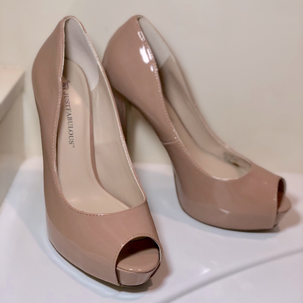 Nude JustFab Peep-toe platforms